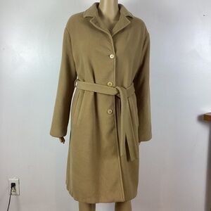 Hugo Boss 100% Virgin Wool Belted Coat Camel Size 10